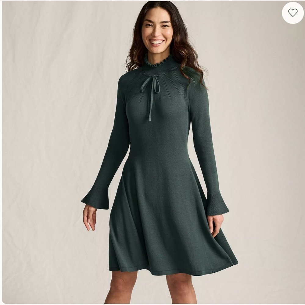 NWOT Lands' End Forest Green Long Sleeve Dress